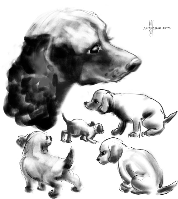 Cocker spanials dog painting by Artmagenta