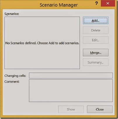 Scenario Analysis in Excel - Scenario Manager Dialogue Box