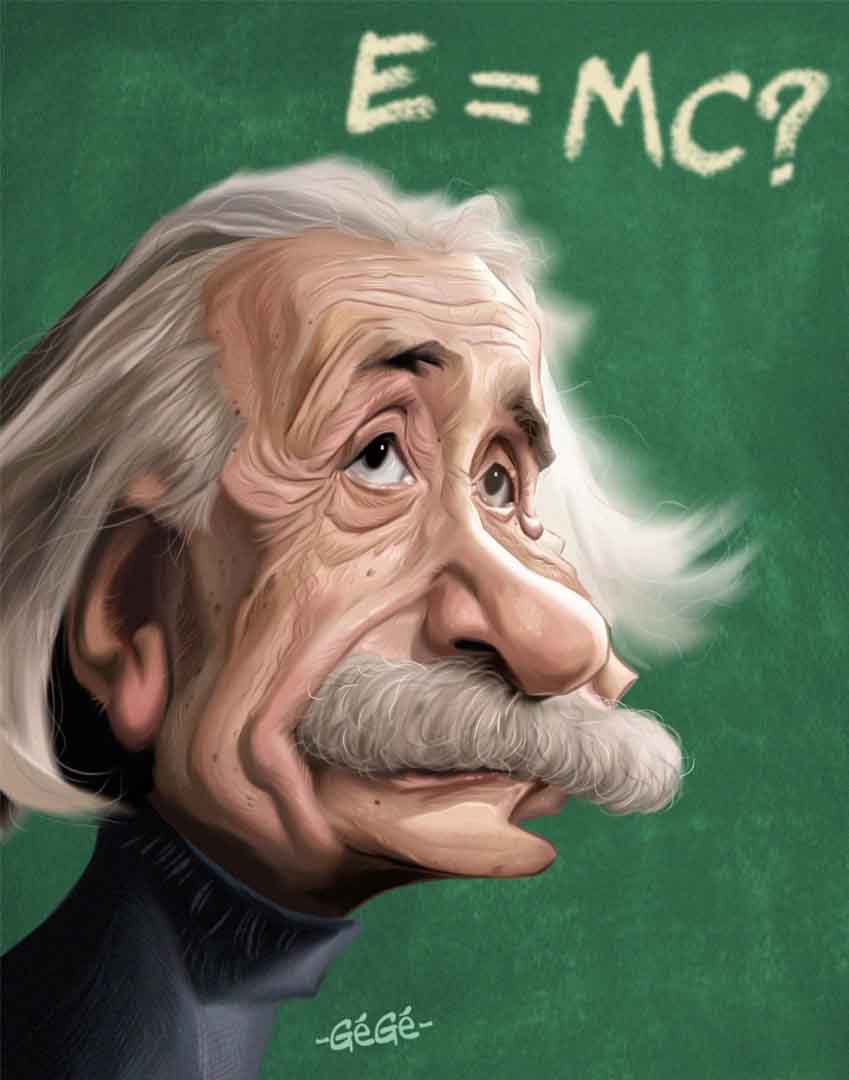 Albert Einstein .. Caricature by Gerald Soler - France