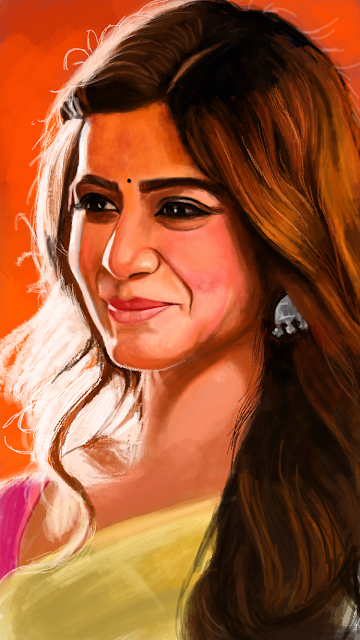 Samantha Akkineni - A painting by kumaraswamy from www.myphonepaintings.blogspot.com