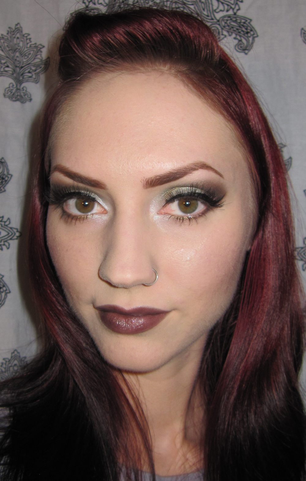 Glitter Is My Crack Pale Green Olive And Burgundy Eye Makeup