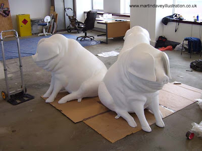Martin Davey WIP painting piggy bank pig sculpture