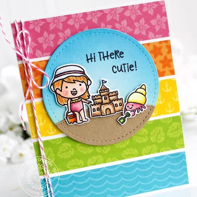 Sunny Studio Stamps: Coastal Cuties Beach Babies Seasonal Trees Sending Sunshine Summer Themed Friendship Cards by Eloise Blue and Leanne West