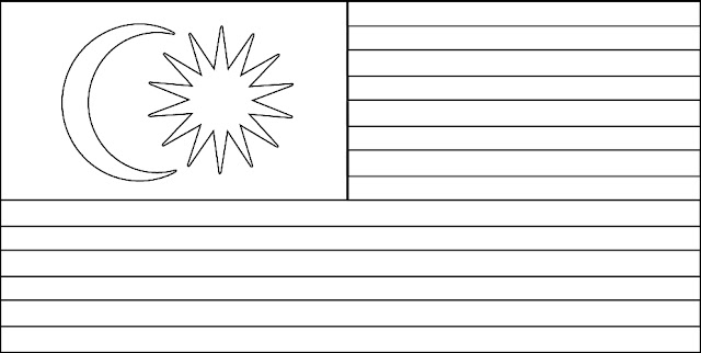 Jalur Gemilang - Bendera Malaysia - Gambar Mewarna 