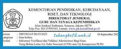 Informasi Verifikasi dan Validasi Administrasi PLPG