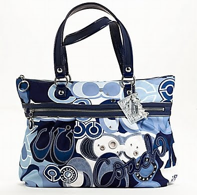 Poppy pop c denim applique glam tote