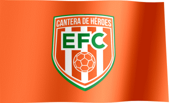The waving fan flag of Envigado F.C. with the logo (Animated GIF)