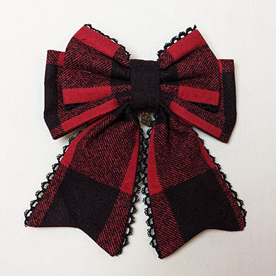 Metamorphose Plaid Pattern Lace Up Special Set Hair Clip (2021) Red