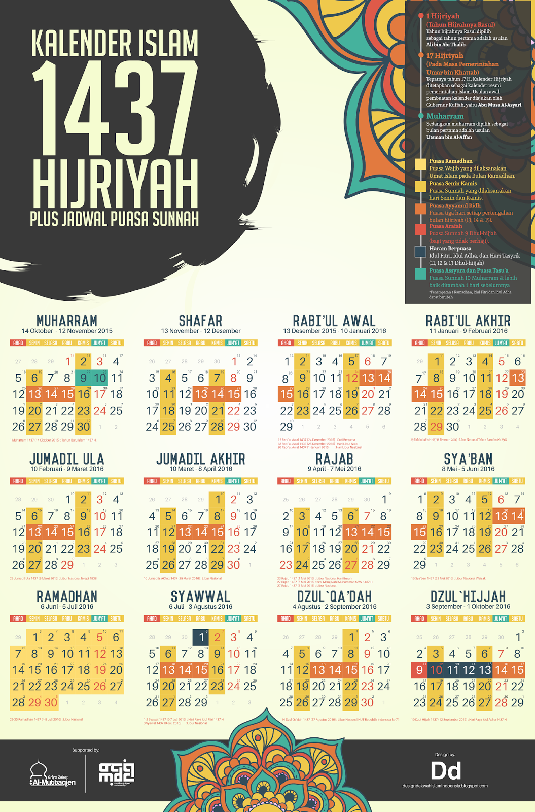 Kalender 1437 Hijriyah Gratis Download - Design Dakwah