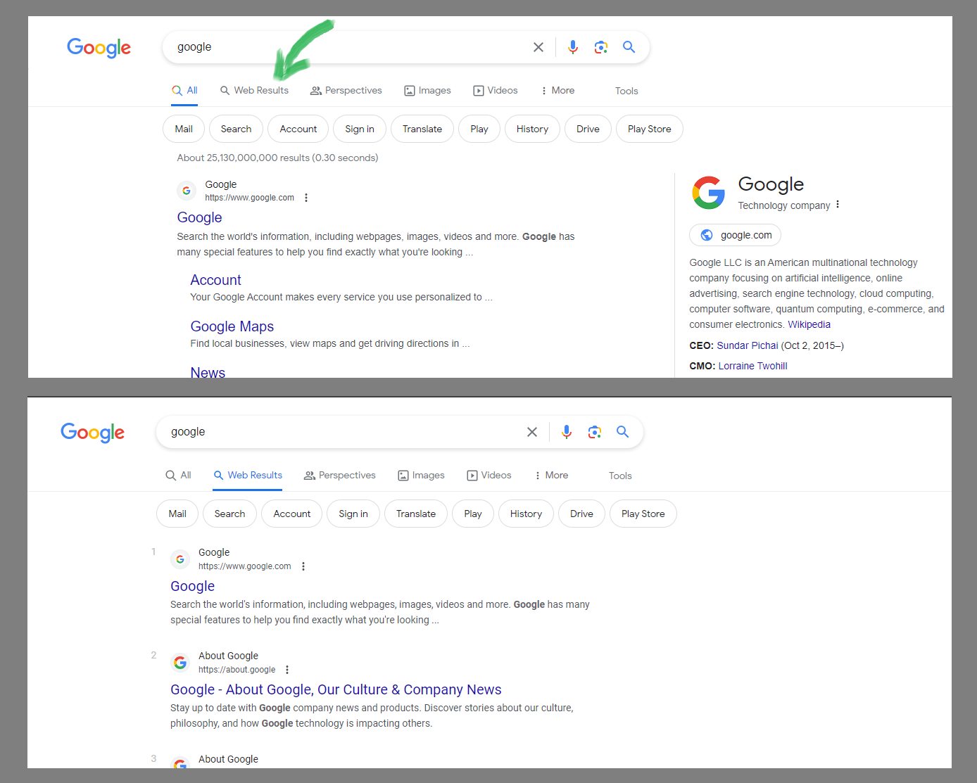 Recent Google test hints at a return to classic SERP layout, featuring a dedicated web results section.