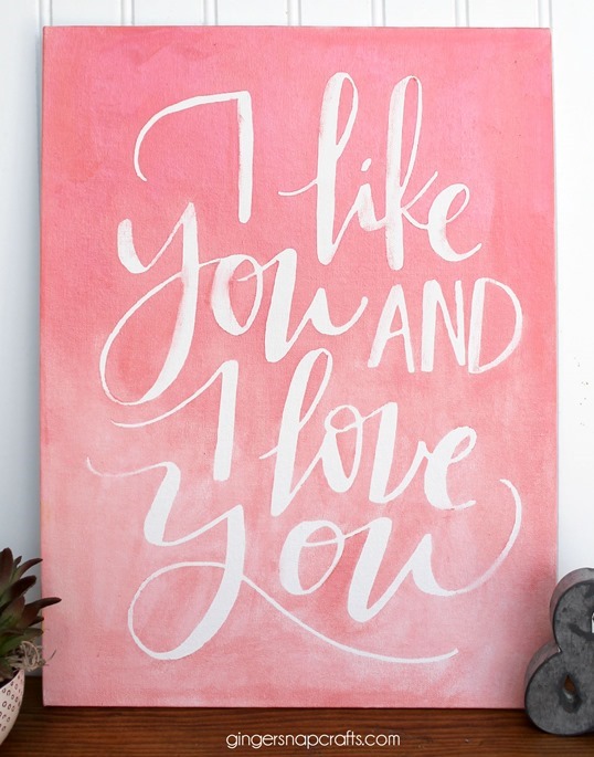 pink ombré stenciled sign at GingerSnapCrafts.com