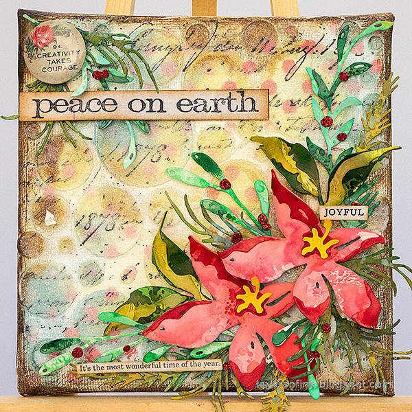 Layers of ink - Christmas Flower Mixed Media Canvas tutorial by Anna-Karin Evaldsson.