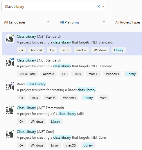 create .net standard class library