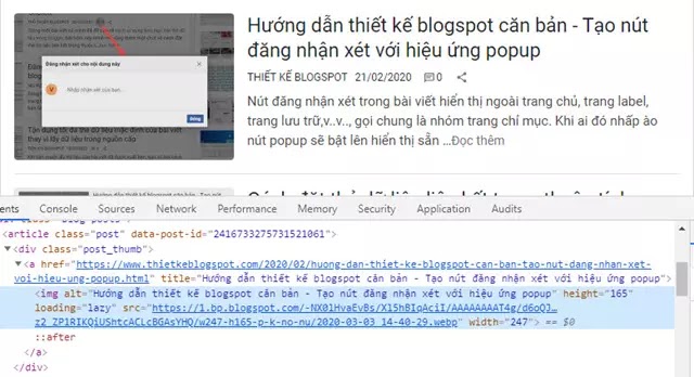 Tìm hiểu thuộc tính 'width, 'height' của thẻ dữ liệu hình ảnh bài viết blogspot