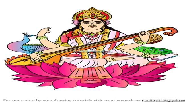New Saraswati Devi Colored Pencil Drawings