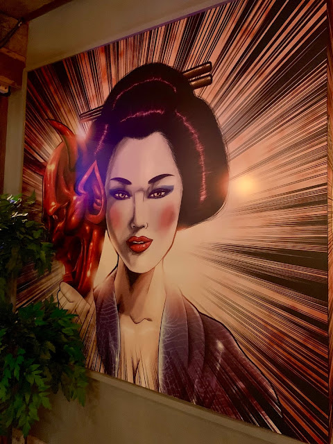 murals at Yuu Kitchen, Mayfair.