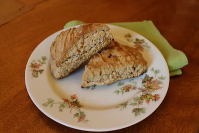 Serving plate of maple pecan scones.