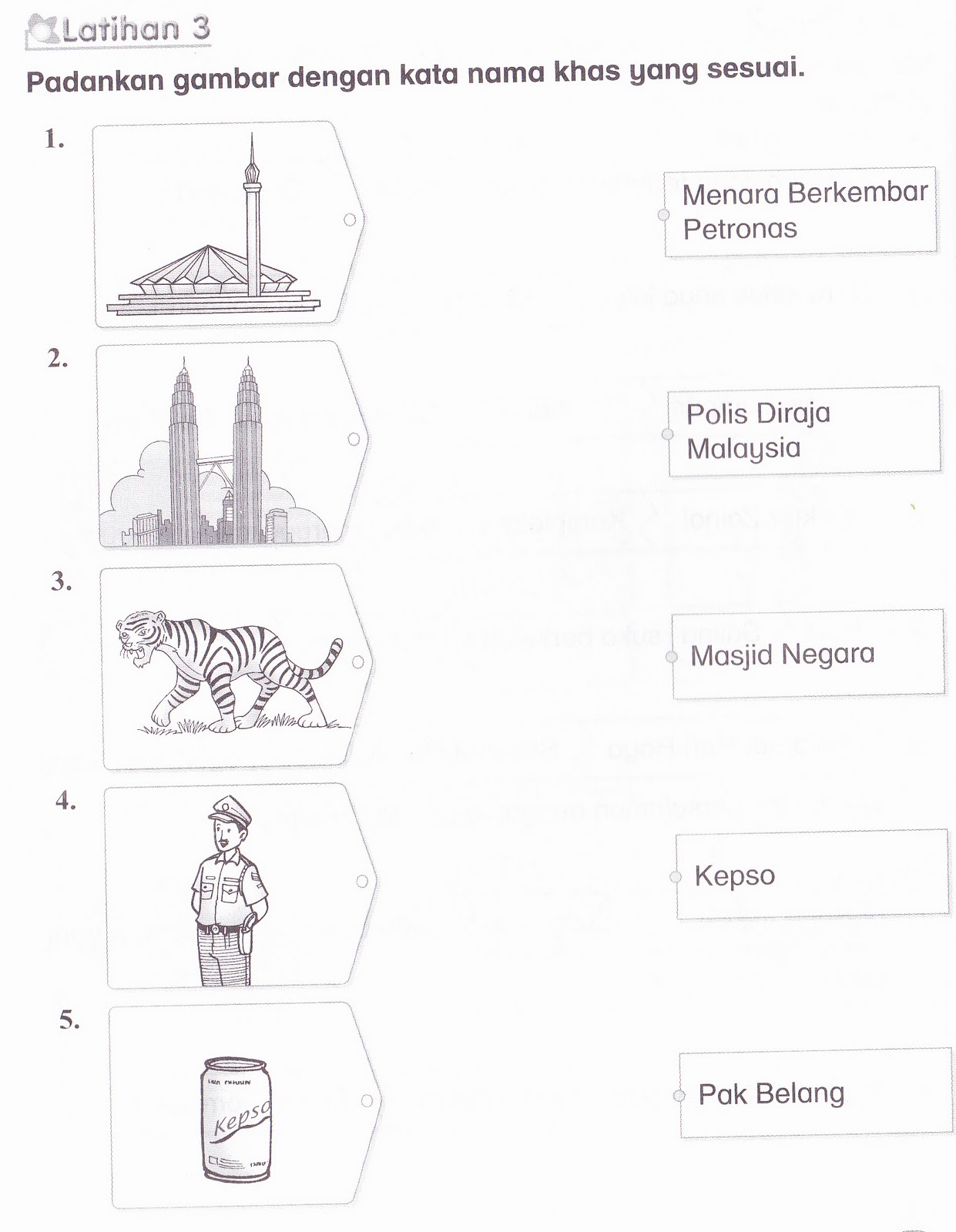 KSSR Bahasa Malaysia Tahun 1: Padankan gambar dengan kata 