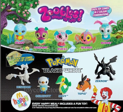 McDonalds Pokemon Black and White and Zoobles Happy Meal Toys 2011 Australia Promotion Banner