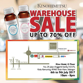 Kinohimitsu Warehouse Sales Up To 70% Off at Kino Hotel Kota Kemuning (6 July - 9 July 2017)