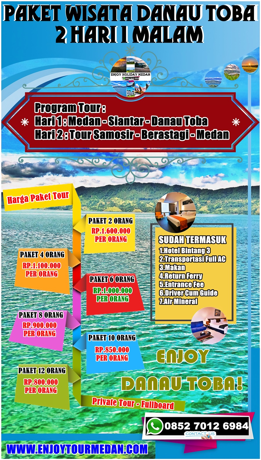 2 Hari 1 Malam Paket Wisata Danau Toba