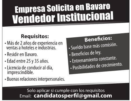 Ofertas de Empleo Solicitamos Vendedores