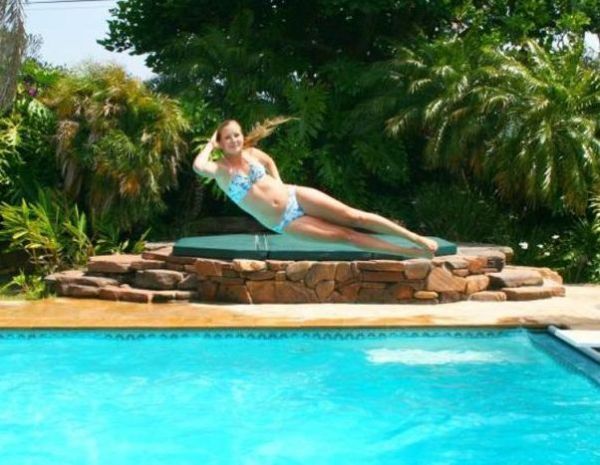 Funny Poses Above the Pool