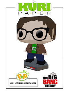 Kuri Paper - Pop Mini Funjo Leonard Hofstadter The big bang theory Papercraft