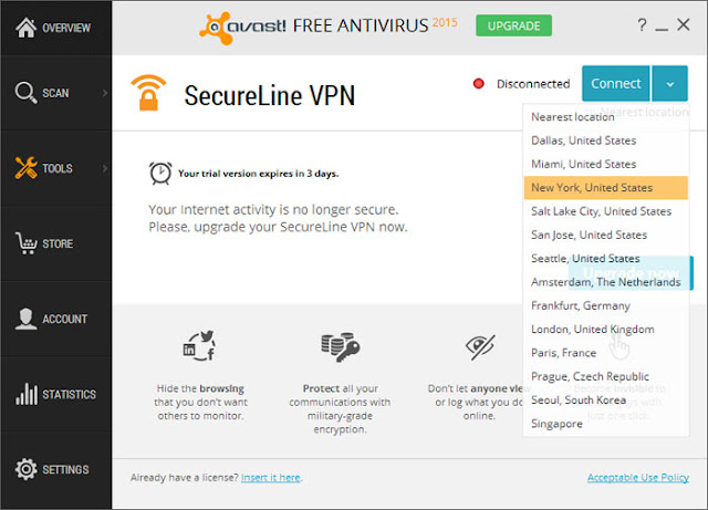برنامج فتح المواقع المحجوبه افاست سيكيور لاين Avast SecureLine VPN 1.0.289.0