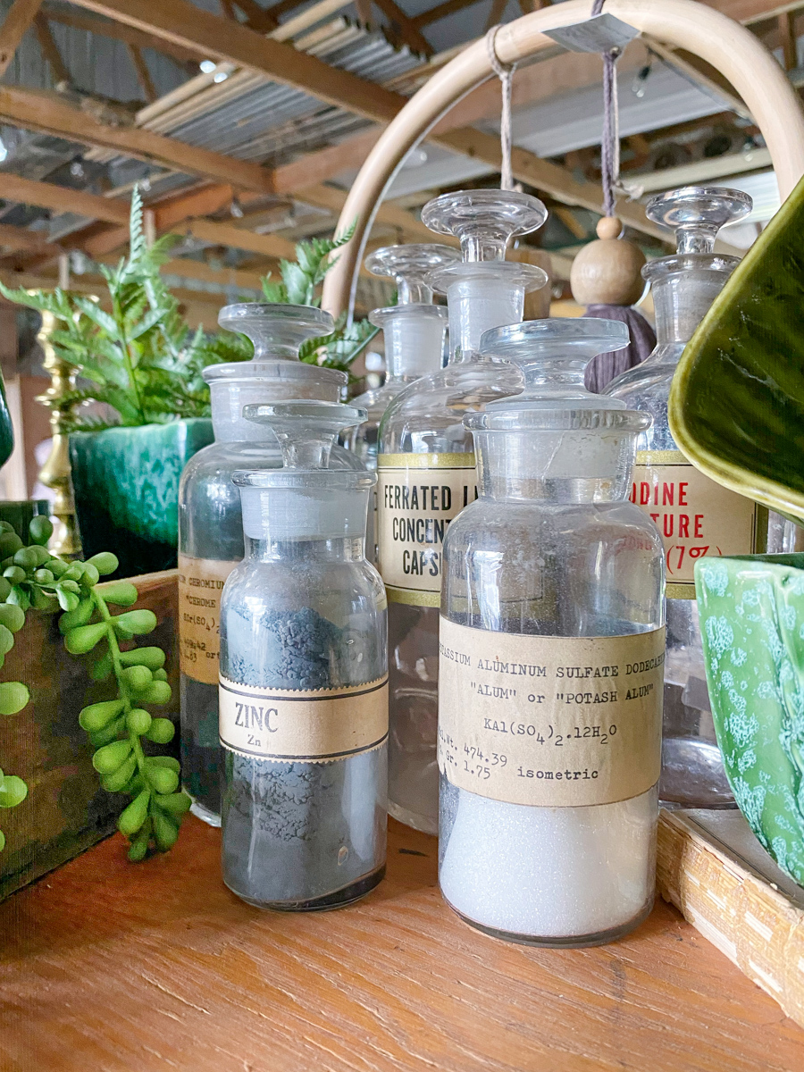 styled vintage apothecary bottles