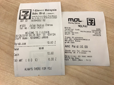 GrabPay - Top-up receipt after payment at 7-11