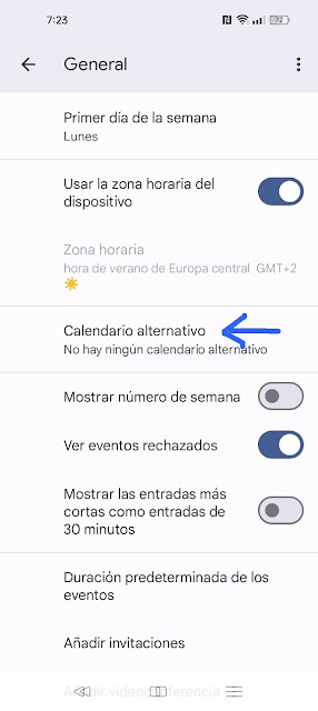 Calendario alternativo en el Calendario de Google