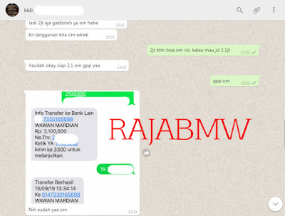 Bukti Transaksi Dengan Customer Rajabmw