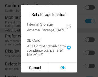 Set storage location