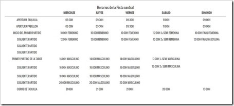 HORARIOS MASTER FINAL WPT IFEMA MADRID 2015