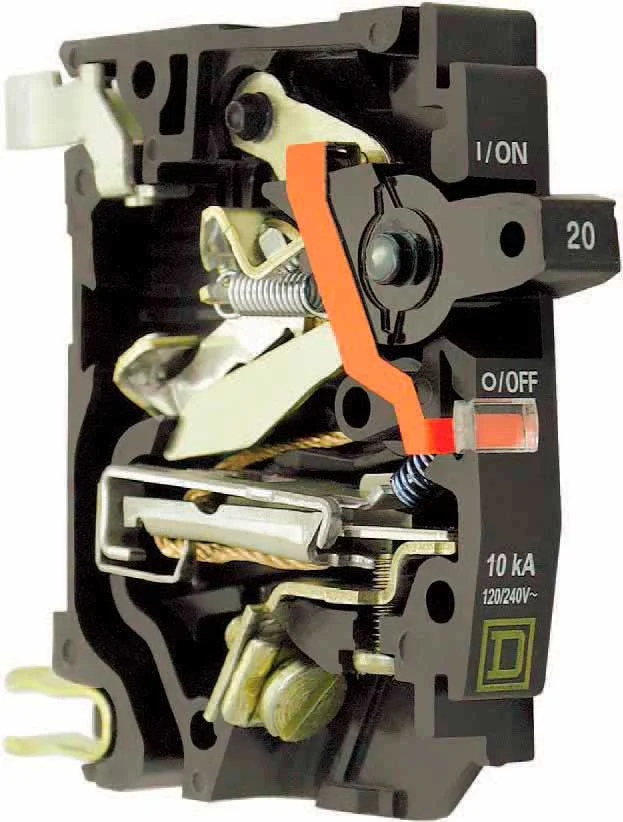 Instalaciones eléctricas residenciales - Interior de un interruptor termomagnético QO