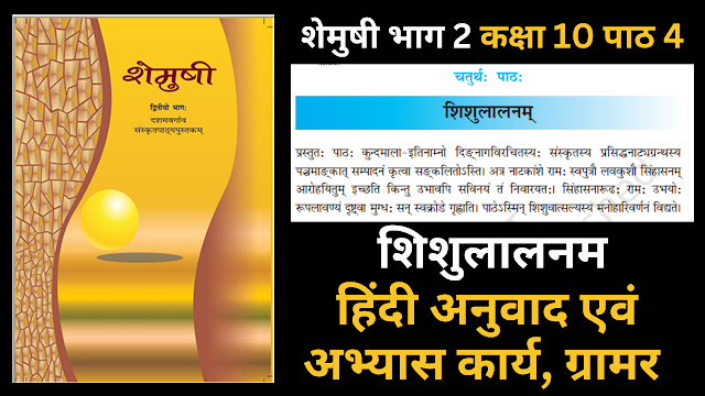 NCERT / CBSE Sanskrit Class 10 SHEMUSHI PART 2 Chapter 4 SHISHULALNAM Hindi Translation And Question Answer Solution एनसीईआरटी कक्षा 10 संस्कृत शेमुषी भाग 2 पाठ 4 शिशुलालनम हिंदी अनुवाद और अभ्यास कार्य