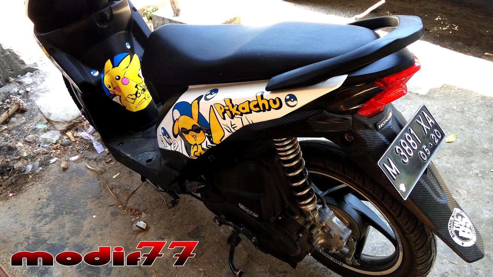 Modifikasi Honda BEAT 2015 Full Pikachu Anime Biru Putih MODIF 77