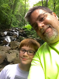 A photo of David Brodosi and his son on the Appalachian Trail
