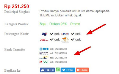 widget dukungan kurir lapakpedia THEME