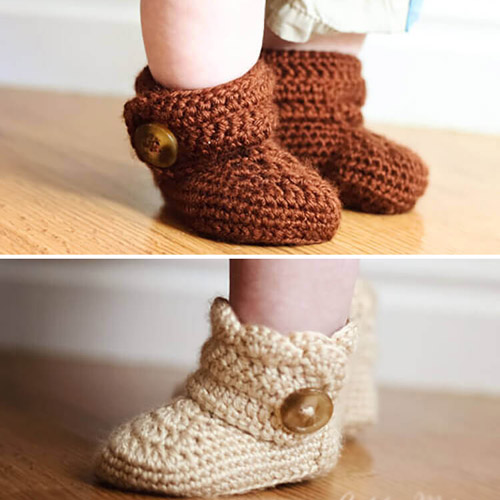 Crochet Wrap Around Button Baby Boots - Free Pattern 