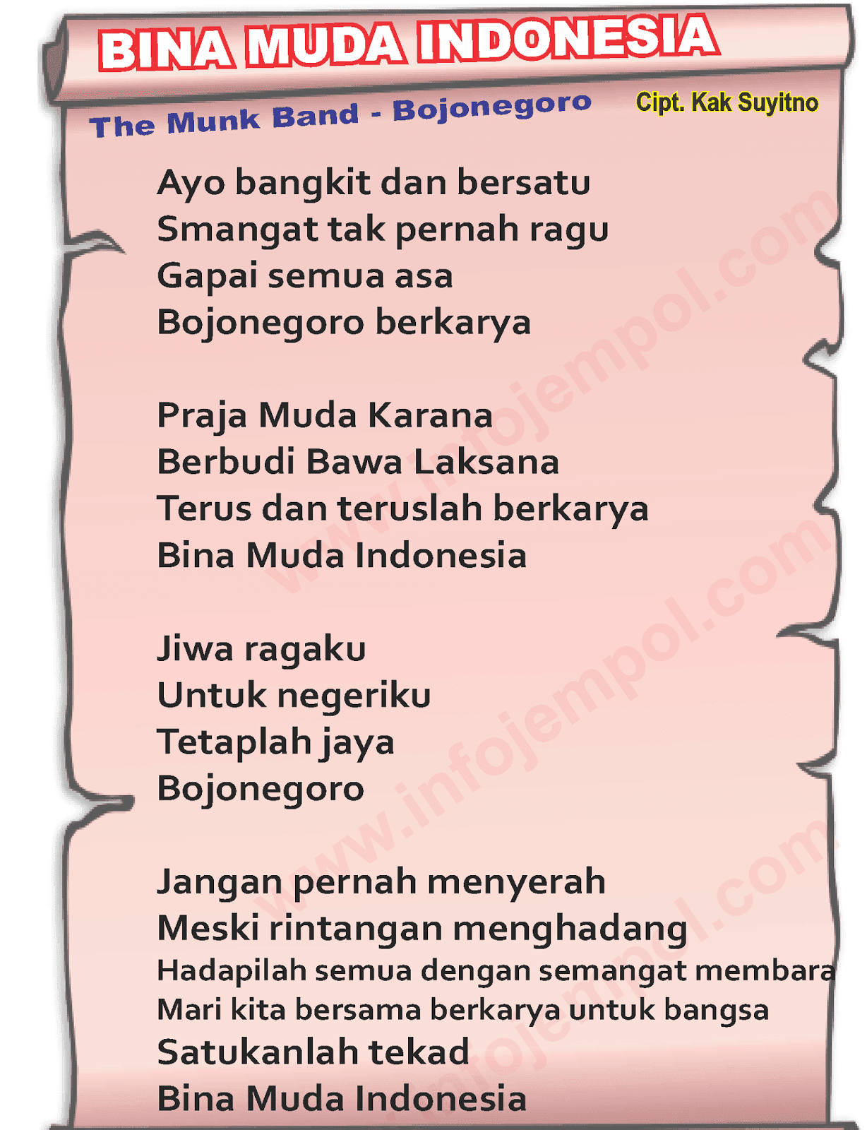 Lirik Lagu Bina Muda Indonesia dan Download mp3