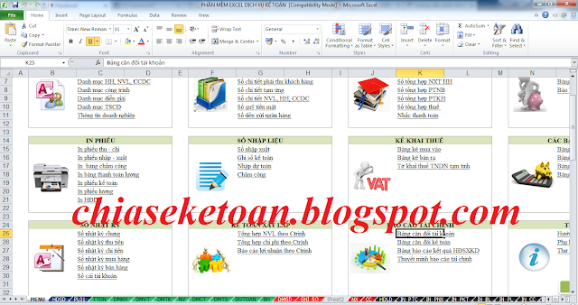 Phần mềm excel dịch vụ kế toán