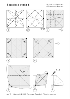 Origami diagrams, pag. 1: Scatola a stella 5 - Star box 5 © by Francesco Guarnieri