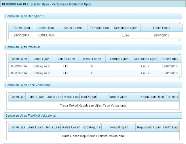 Cara semak keputusan ujian memandu secara online di mySIKAP JPJ