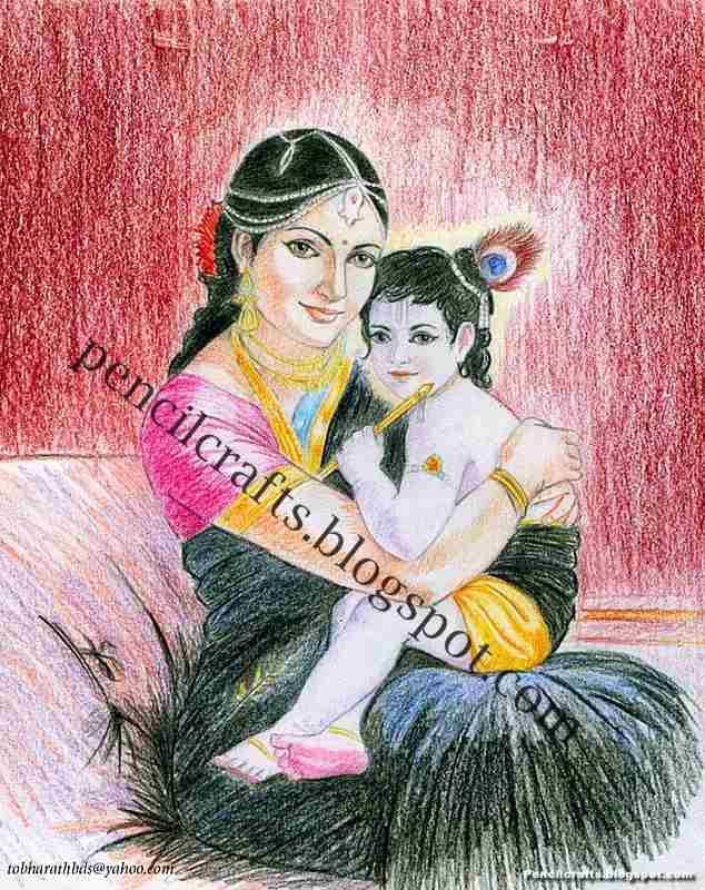 Easy and Simple Beautiful Pencil Drawings of Krishna