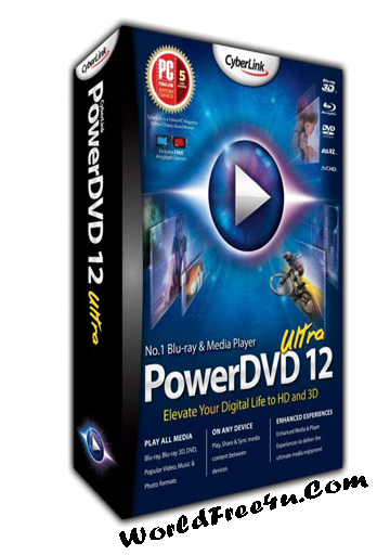 Cover Of CyberLink Power DVD Ultra 12.0 Free Download Full Version With Crack And Keygen Mediafire Links At worldfree4u.com