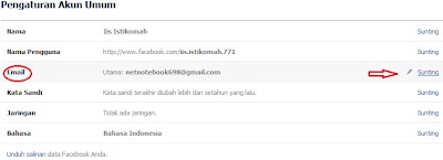 sunting email facebook