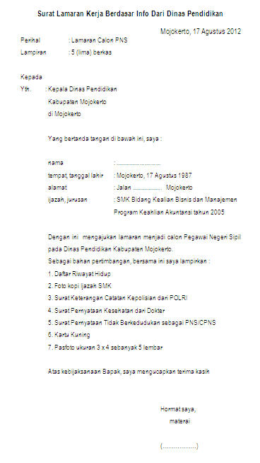 Contoh Application Letter Dosen [[15]] - Gontoh