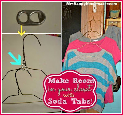 There never seems to be enough space in your closet for hangers? Just use soda tabs to make the most of the space!